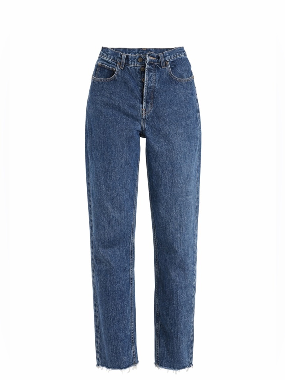 Vintage Club Monaco Dark Blue Straight Jeans Button Fly Distressed Hem